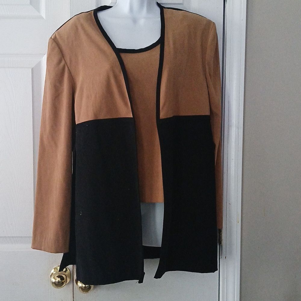 D.J. Summers vintage tan and black 2 in 1jacket and top  Sz 16 EUC